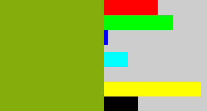 Hex color #84ac0b - pea green