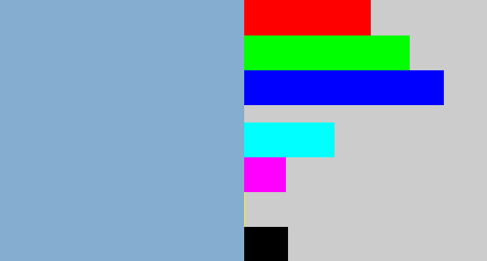Hex color #84add0 - light grey blue