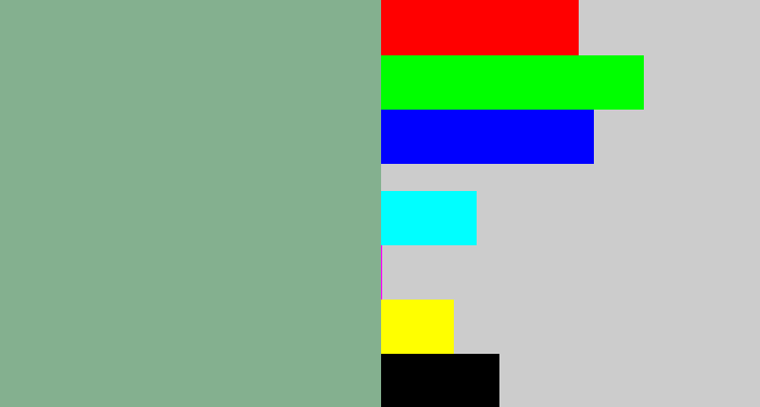 Hex color #84b08f - greenish grey