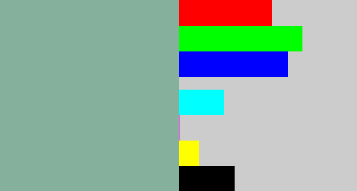 Hex color #84b09c - greenish grey