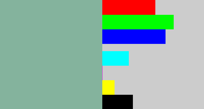 Hex color #84b39d - greenish grey