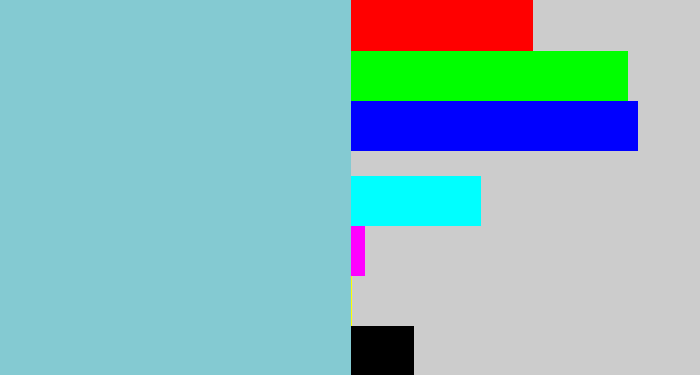 Hex color #84cad2 - light grey blue