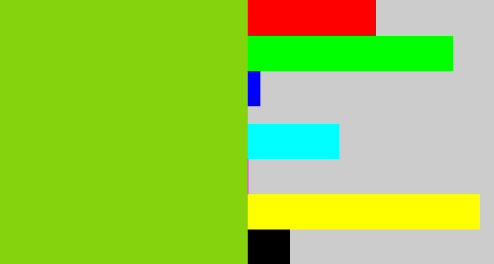 Hex color #84d30d - slime green
