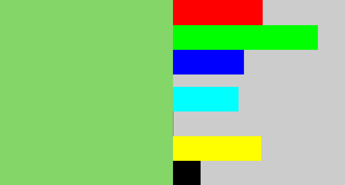 Hex color #84d668 - soft green