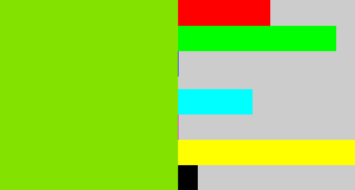 Hex color #84e200 - bright lime