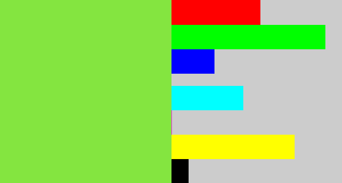 Hex color #84e540 - kiwi green