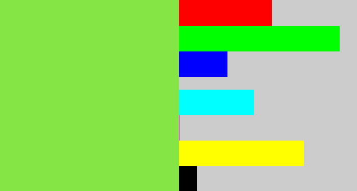 Hex color #84e545 - kiwi green