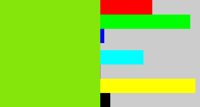 Hex color #84e60b - bright lime