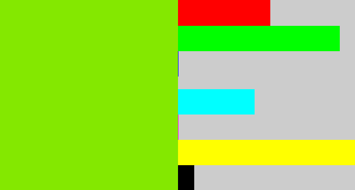 Hex color #84e800 - bright lime