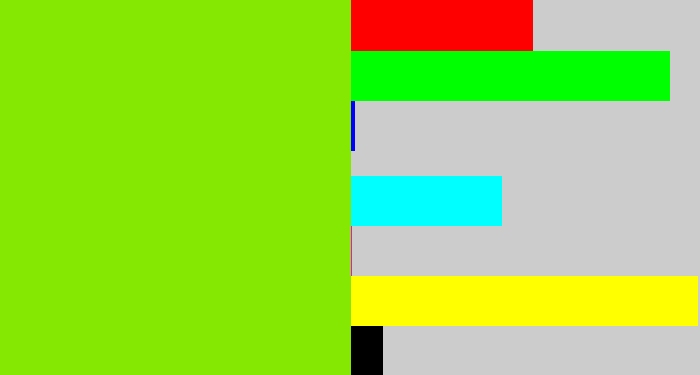 Hex color #84e803 - bright lime