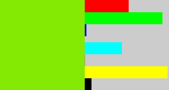 Hex color #84ea04 - bright lime