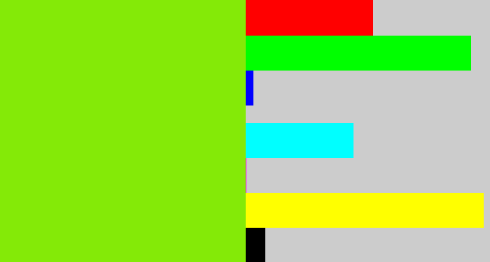 Hex color #84ea07 - bright lime