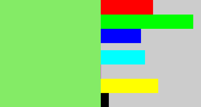 Hex color #84eb66 - lighter green