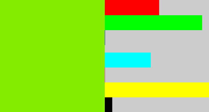 Hex color #84ed00 - bright lime