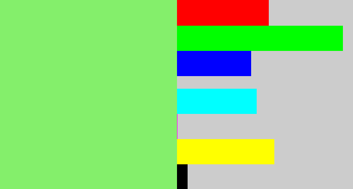 Hex color #84ef6b - lighter green
