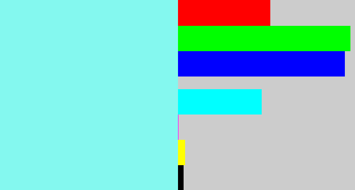 Hex color #84f8ef - robin egg blue
