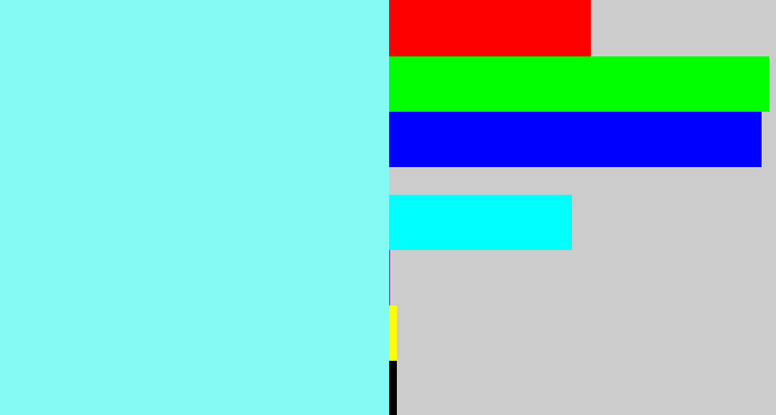 Hex color #84faf5 - robin egg blue