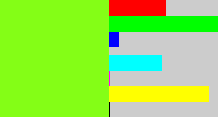 Hex color #84fe16 - acid green