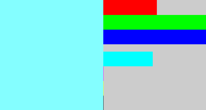 Hex color #84feff - robin egg blue