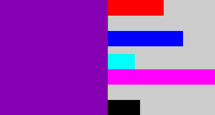 Hex color #8500b2 - barney purple