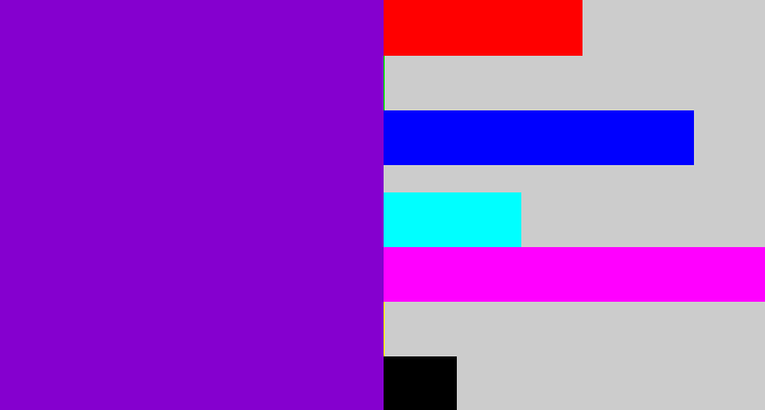 Hex color #8500cf - violet