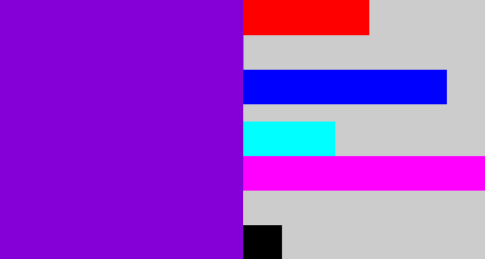 Hex color #8500d7 - violet
