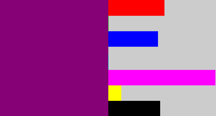 Hex color #850175 - red violet