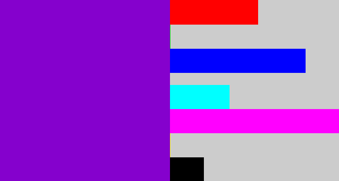 Hex color #8501cd - violet