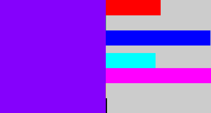 Hex color #8501fc - vivid purple