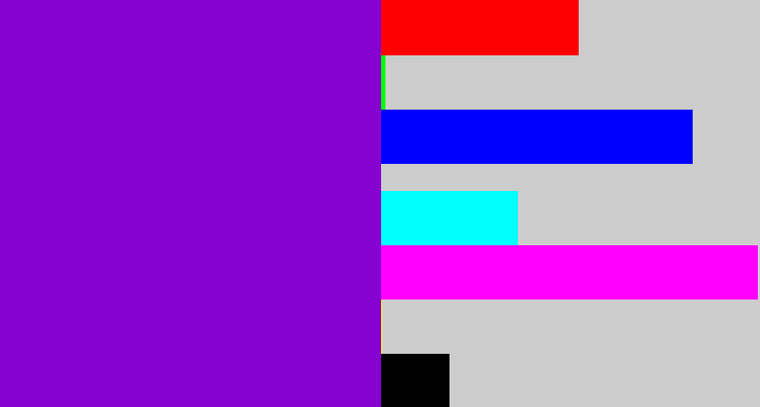 Hex color #8502d0 - violet