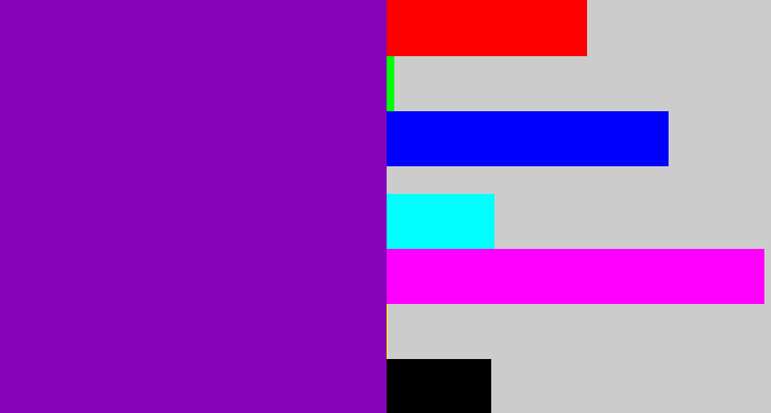 Hex color #8504ba - purple