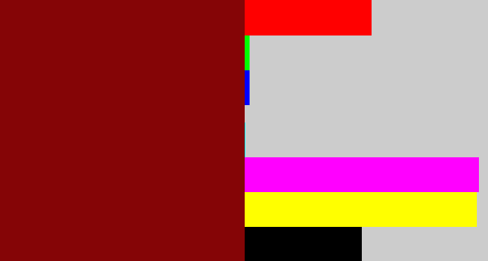 Hex color #850506 - dark red