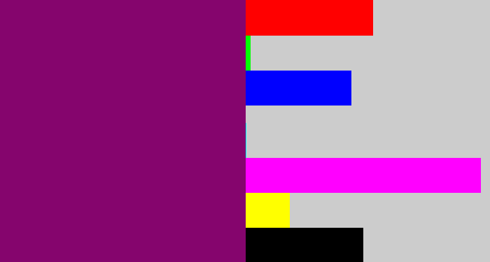 Hex color #85056d - red violet