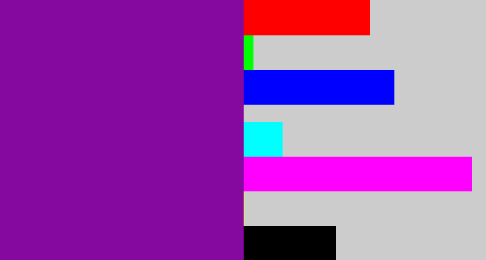 Hex color #85099e - purple