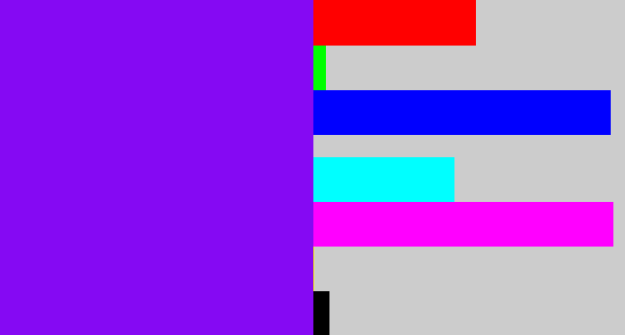 Hex color #8509f3 - vivid purple