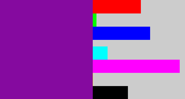 Hex color #850a9f - purple