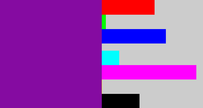 Hex color #850ba1 - purple
