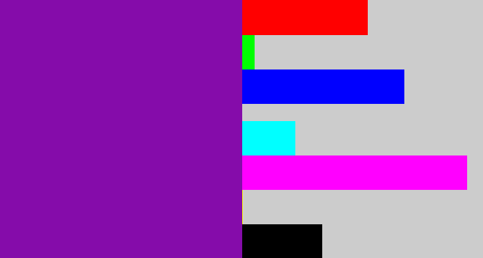 Hex color #850caa - purple