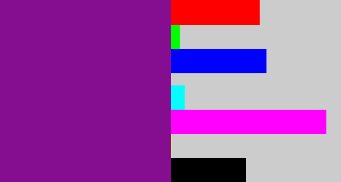 Hex color #850d90 - purple