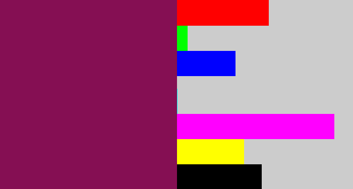 Hex color #850f53 - reddish purple