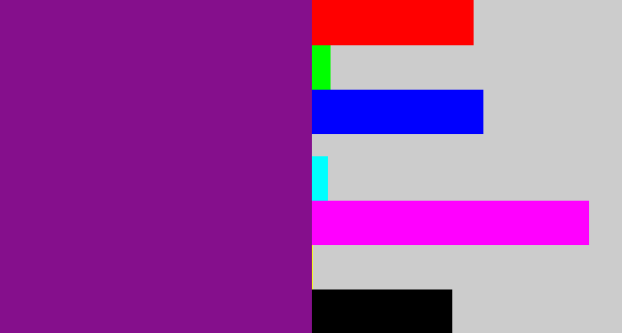 Hex color #850f8c - purple