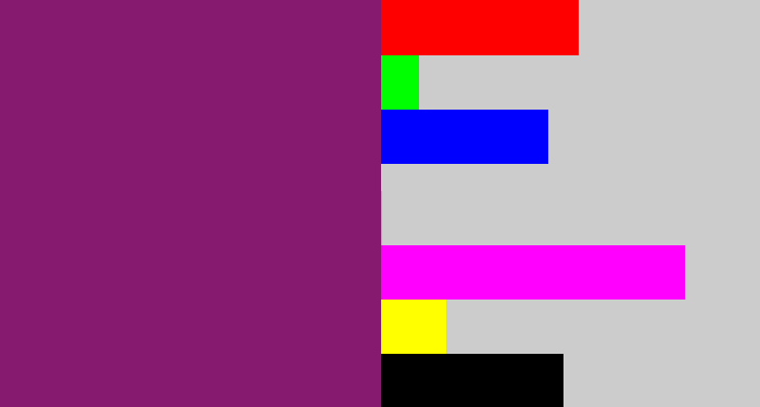 Hex color #851a6f - darkish purple