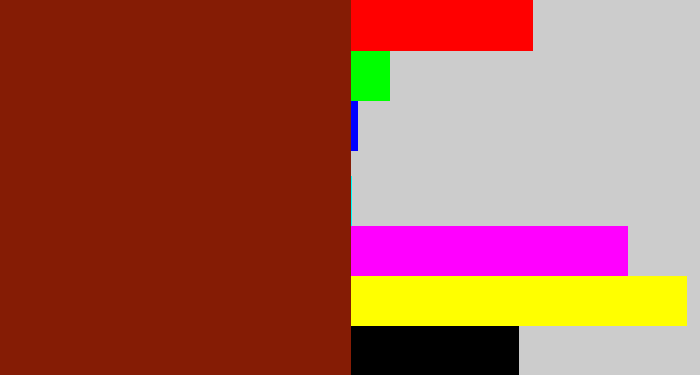 Hex color #851c05 - brick red