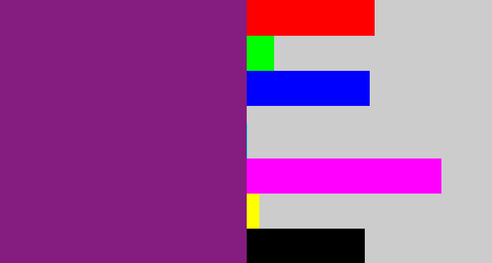 Hex color #851c7f - darkish purple