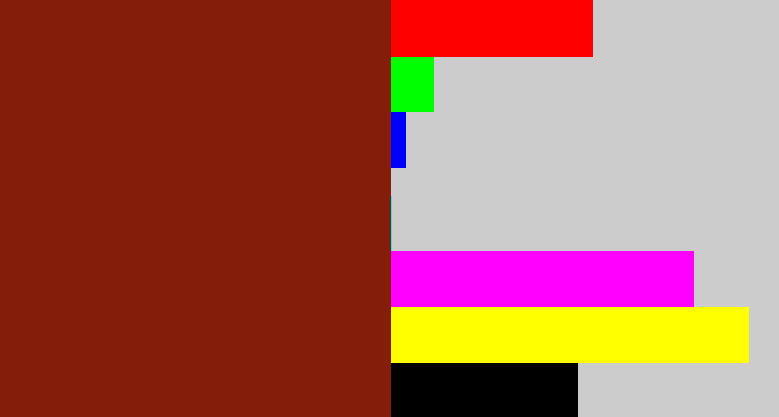Hex color #851d0b - reddish brown
