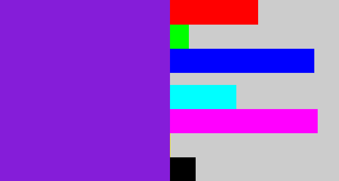 Hex color #851dd9 - violet