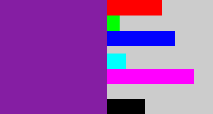 Hex color #851ea3 - purple