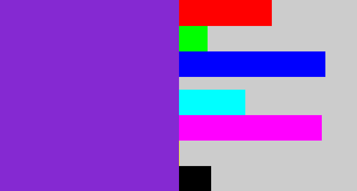 Hex color #8529d2 - bluish purple