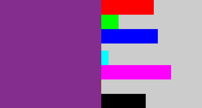 Hex color #852c8f - warm purple