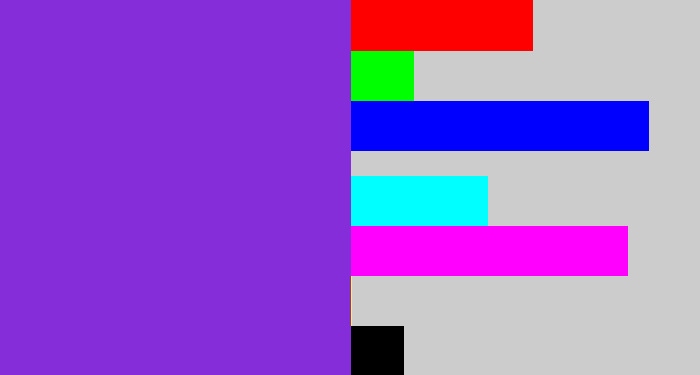 Hex color #852dd9 - bluish purple